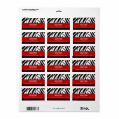 Rouge avec Zebra Print, Étiquette de adresse (Feuille entière)