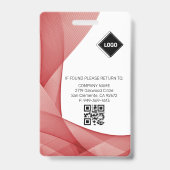 Rouge | Badge d'identification photo d'employé méd (Arrière)