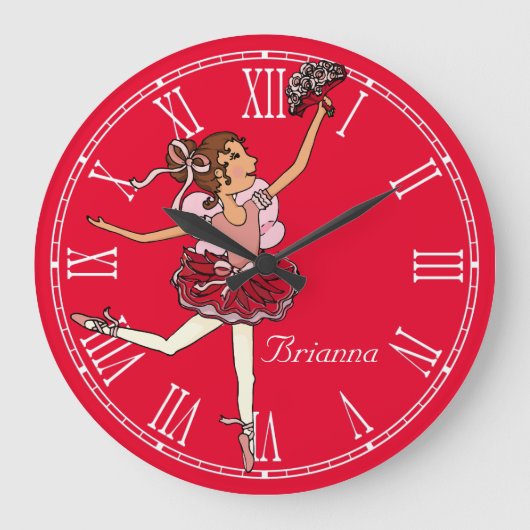 Rouge ballerine filles nom de chambre horloge mura (Recto)