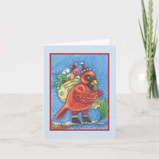 ROUGE BIRD PÈRE NOËL, CARTE CARDINALE DE SALUT DE  (Devant)