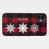 Rouge, Bison noir, Snowflakes Coque cellulaire (Dos (Horizontal))