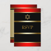 Rouge Black Gold Bar Mitzvah RSVP (Devant / Derrière)