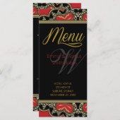 Rouge Black & Gold Modern Vintage Wedding Menu (Devant / Derrière)