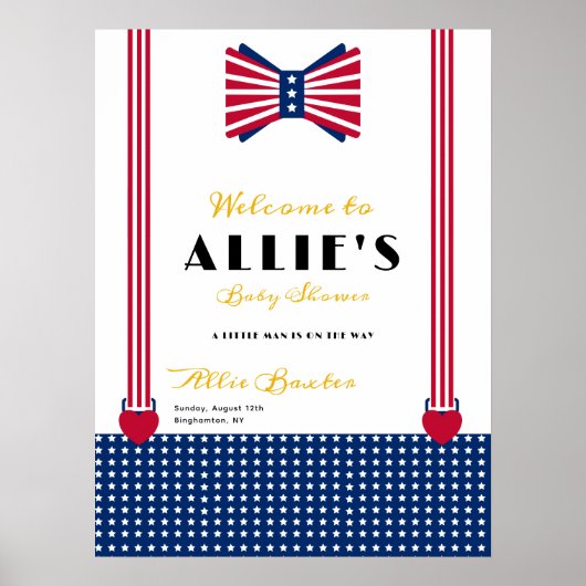 Rouge Blanc Bleu 4 Juillet Affiche de bienvenue Ba (Devant)