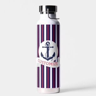 Rouge, Blanc & Bleu Avec Ancre Bouteille D'Eau Per