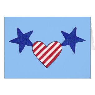 Rouge Blanc Bleu Coeur Étoiles et Cartes de rayure