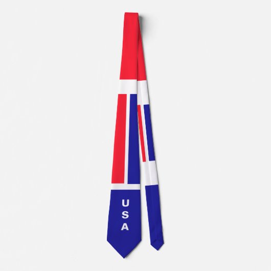 Rouge Blanc Bleu Cravate USA (Devant)