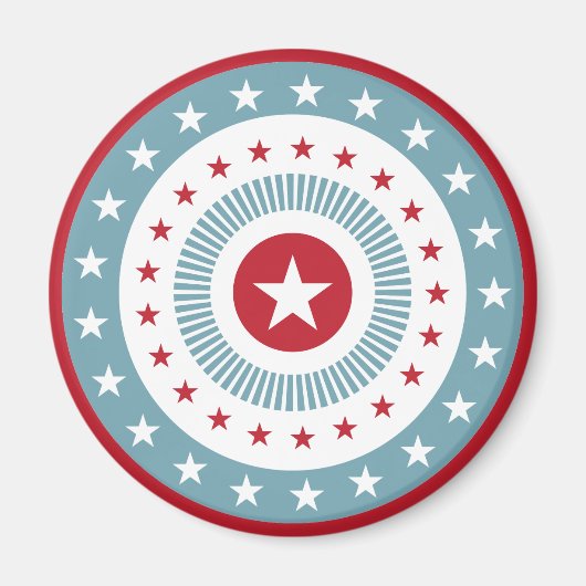 Rouge Blanc & Bleu Étoiles et rayures Magnet (Devant)