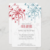 Rouge Blanc & Bleu Fireworks 4 juillet Invitations (Devant / Derrière)