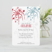 Rouge Blanc & Bleu Fireworks 4 juillet Invitations (Debout devant)