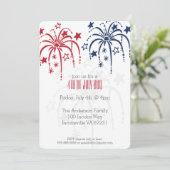 Rouge Blanc & Bleu Fireworks 4 juillet Invitations (Debout devant)