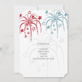 Rouge Blanc & Bleu Fireworks 4 juillet Invitations (Dos)