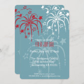Rouge Blanc & Bleu Fireworks 4 juillet Invitations (Devant / Derrière)