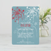Rouge Blanc & Bleu Fireworks 4 juillet Invitations (Debout devant)