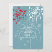 Rouge Blanc & Bleu Fireworks 4 juillet Invitations (Dos)