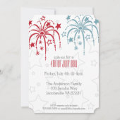 Rouge Blanc & Bleu Fireworks 4 juillet Invitations (Devant)