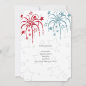 Rouge Blanc & Bleu Fireworks 4 juillet Invitations (Dos)