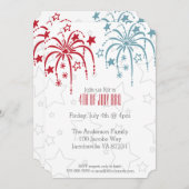 Rouge Blanc & Bleu Fireworks 4 juillet Invitations (Devant / Derrière)