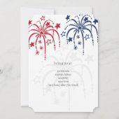 Rouge Blanc & Bleu Fireworks 4 juillet Invitations (Dos)