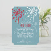 Rouge Blanc & Bleu Fireworks 4 juillet Invitations (Debout devant)
