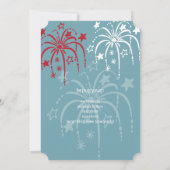 Rouge Blanc & Bleu Fireworks 4 juillet Invitations (Dos)