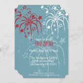Rouge Blanc & Bleu Fireworks 4 juillet Invitations (Devant / Derrière)