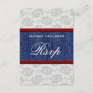 Rouge Blanc & Bleu Pays Dentelle Mariage Cartes RS