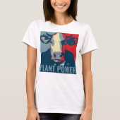 Rouge Blanc Bleu Pop Art Cow Tshirt Plante Power (Devant)