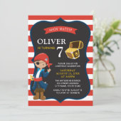 Rouge Blanc Bleu Tan Pirate Boy Invitation Anniver (Debout devant)