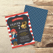 Rouge Blanc Bleu Tan Pirate Boy Invitation Anniver