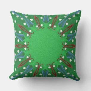 Rouge blanc bleu vert Kaleidoscope Coussin de Noël