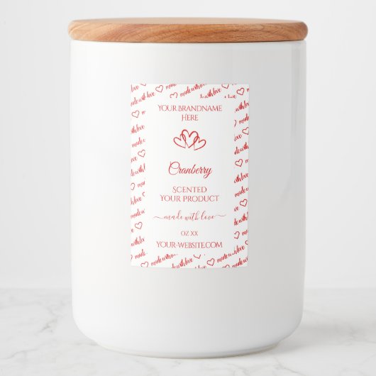 Rouge Blanc Cloud produit Étiquette Coeurs mignons (Devant)