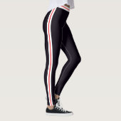 Rouge Blanc Côté Bande Noire Leggings Choisir Coul (Droite)