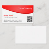 Rouge blanc courbé, Carte de visite QR professionn (Devant / Derrière)