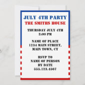 Rouge Blanc Et Bières Invitation Patriotique Du 4  (Dos)