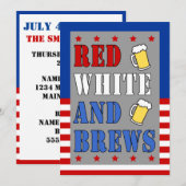 Rouge Blanc Et Bières Invitation Patriotique Du 4  (Devant / Derrière)