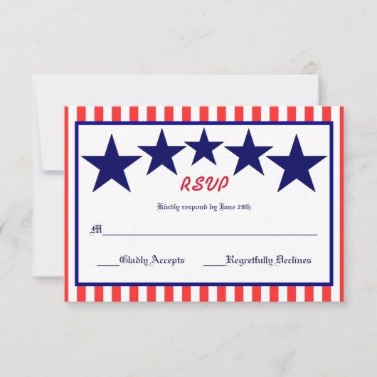 Rouge blanc et bleu étoile - Carte RSVP (Devant)