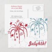 Rouge blanc et bleu Fireworks 4 juillet Cartes pos (Devant / Derrière)