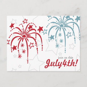 Rouge blanc et bleu Fireworks 4 juillet Cartes pos
