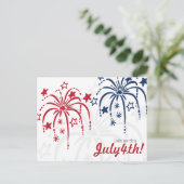 Rouge blanc et bleu Fireworks 4 juillet Cartes pos (Debout devant)