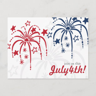 Rouge blanc et bleu Fireworks 4 juillet Cartes pos