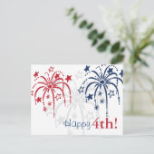 Rouge blanc et bleu Fireworks 4 juillet Cartes pos (Debout devant)