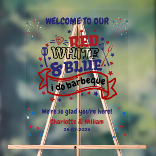 Rouge blanc et bleu i do BBQ Couple douche nuptial