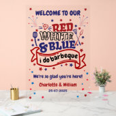 Rouge blanc et bleu i do BBQ Couple douche nuptial (Mariage)