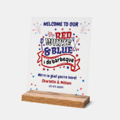 Rouge blanc et bleu i do BBQ Couple douche nuptial (Angle)