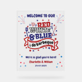 Rouge blanc et bleu i do BBQ Couple douche nuptial (Recto)