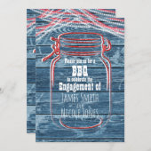 Rouge blanc et bleu Mason Jar Invitations rustique (Devant / Derrière)