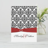 Rouge, blanc et noir Damask II Faire-part de maria (Debout devant)