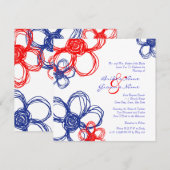 Rouge, blanc, Faire-part de mariage de fleurs sauv (Devant / Derrière)