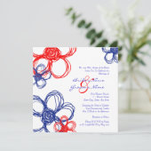 Rouge, blanc, Faire-part de mariage de fleurs sauv (Debout devant)